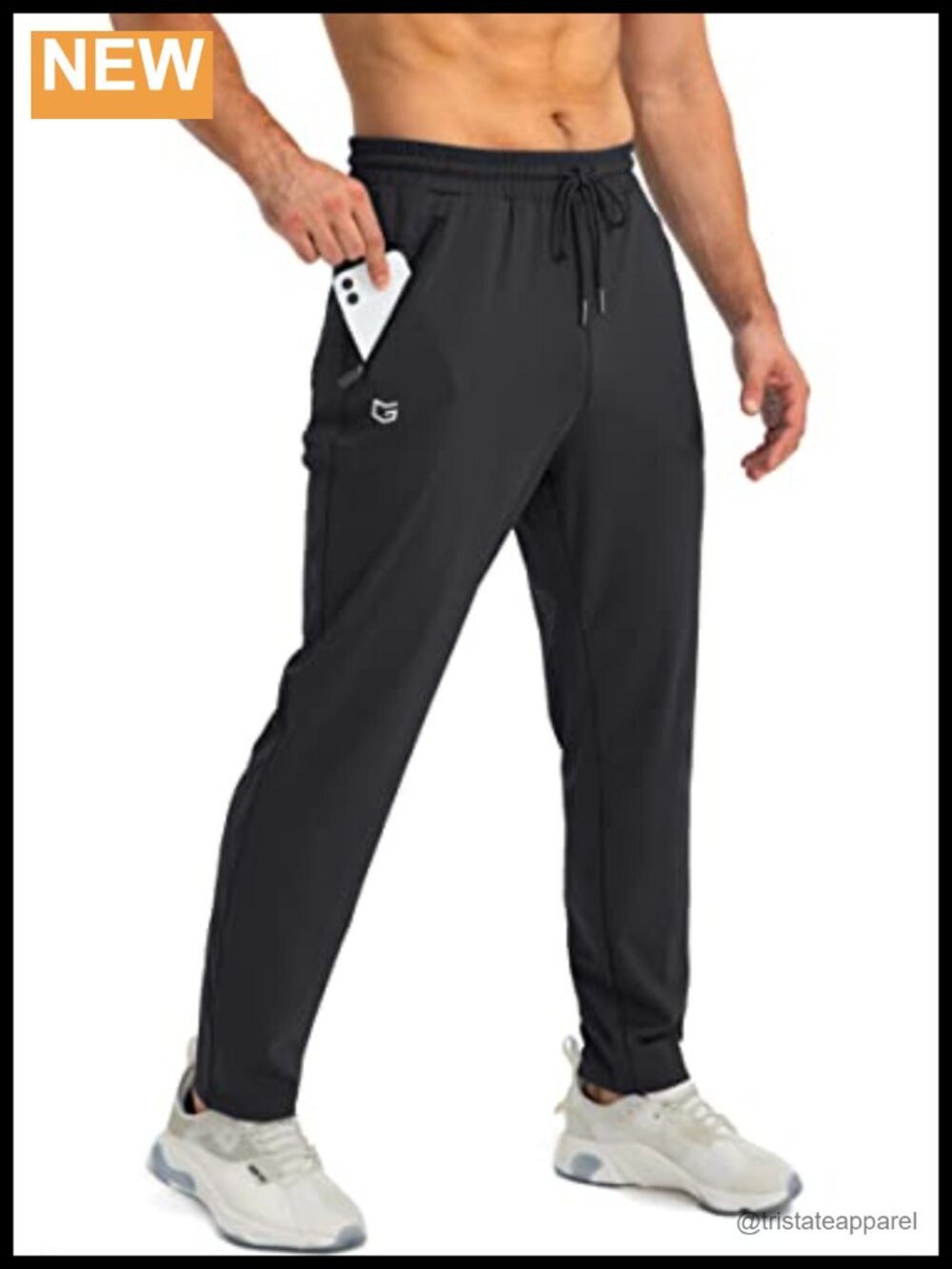 Tapered Joggers with Zipper Pockets, Stretchy Workout Sweatpants